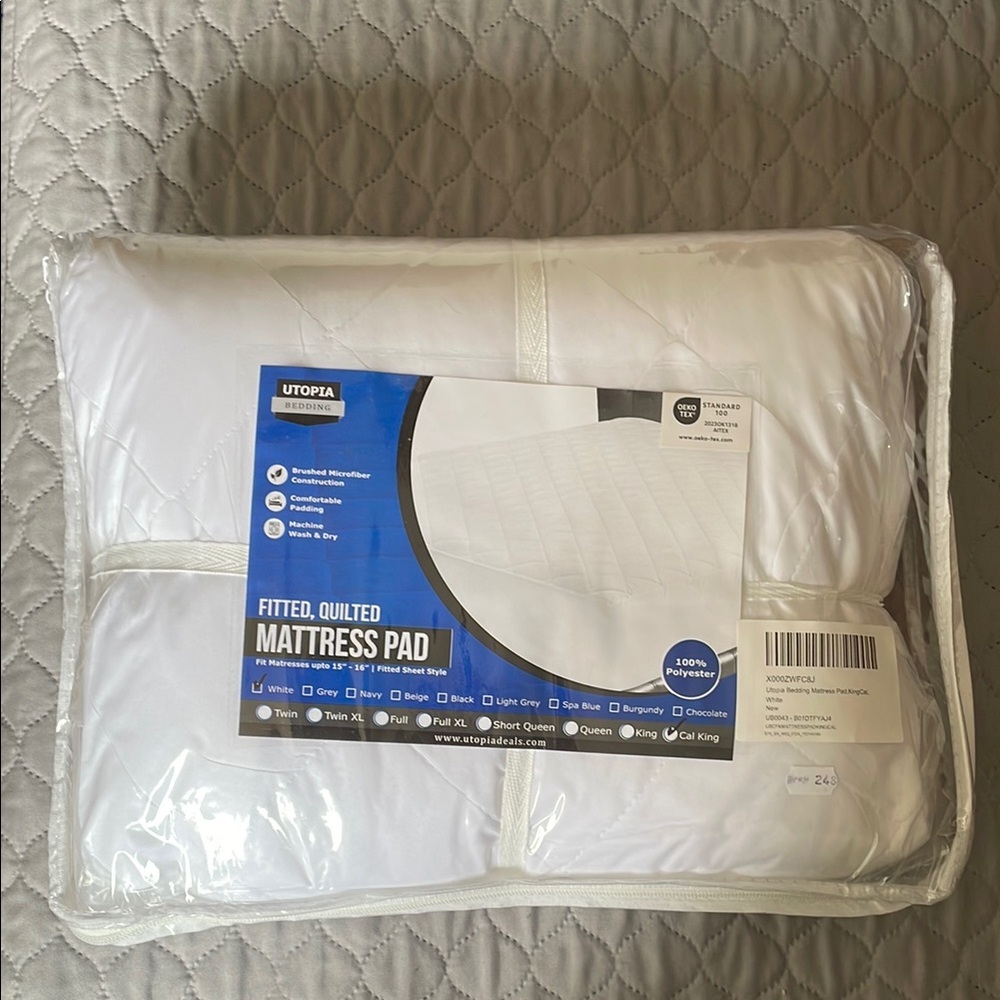 Utopia White Quilted Mattress Pad - Cal King